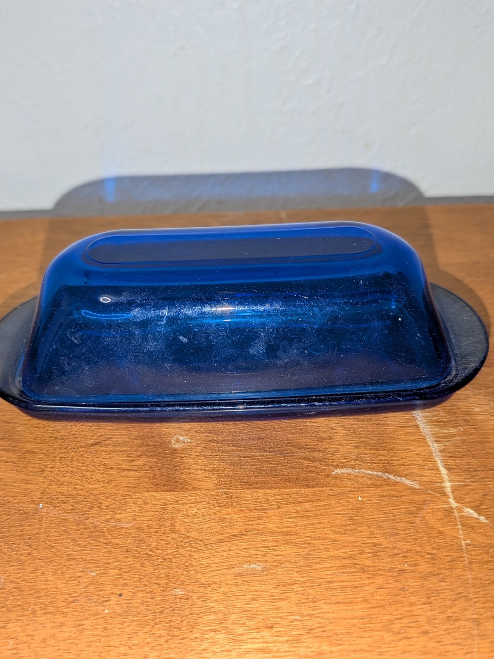 Blue Glass Butter Dish